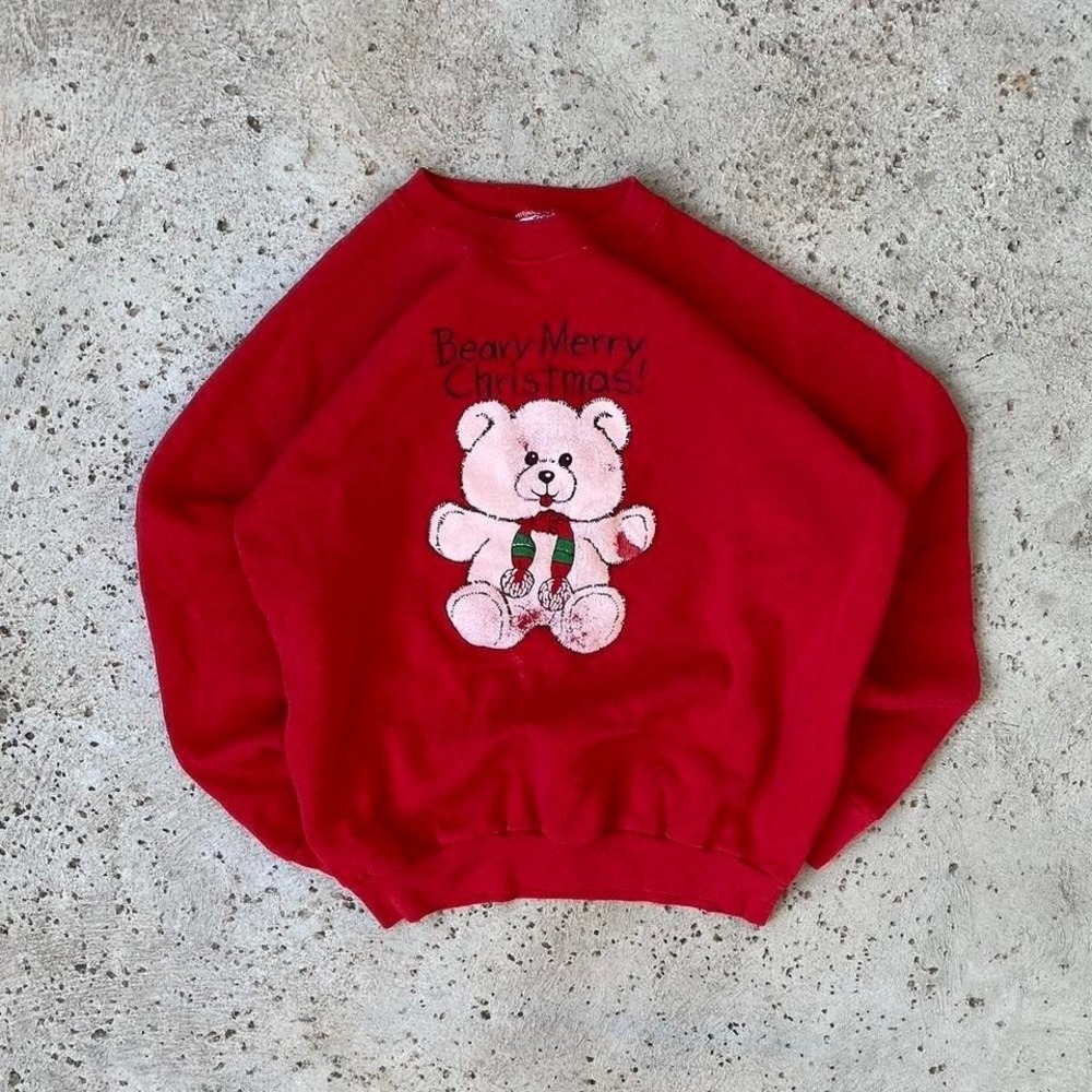 Vintage Christmas Beary Merry Christmas 90s Sweatshirt XL‎